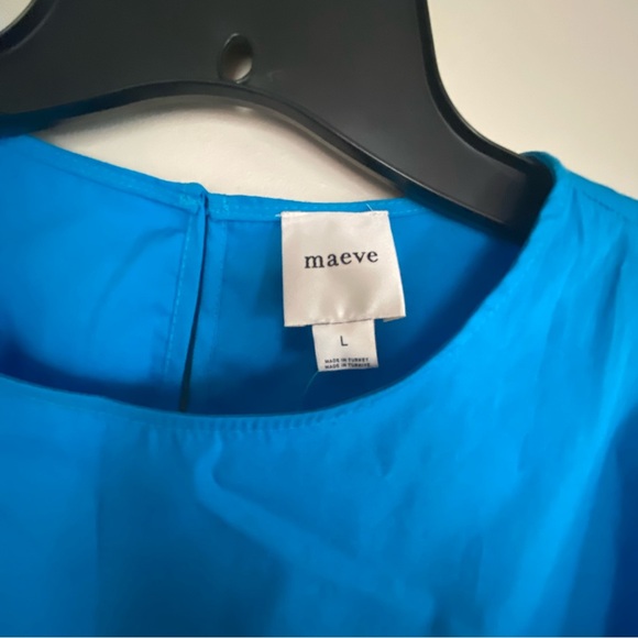 NWT Anthropologie | Maeve | Blue Sleeveless Bubble 100% Cotton Top, L - Picture 5 of 10